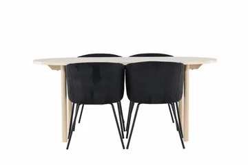 Andy Matgrupp 180 cm Oval med 4 Berit stolar - Whitewash/Svart - Möbler - Bord & matgrupp - Matgrupp