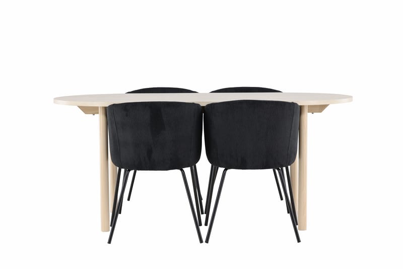 Andy Matgrupp 180 cm Oval med 4 Berit stolar - Whitewash/Svart - Möbler - Bord & matgrupp - Matgrupp