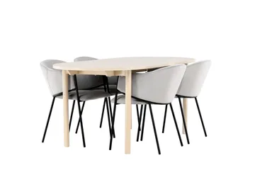 Andy Matgrupp 180 cm Oval med 4 Evelina stolar - Whitewash/Grå - Möbler - Bord & matgrupp - Matgrupp