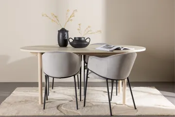 Andy Matgrupp 180 cm Oval med 4 Evelina stolar - Whitewash/Grå - Möbler - Bord & matgrupp - Matgrupp