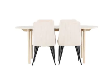 Andy Matgrupp 180 cm Oval med 4 Leone stolar - Whitewash/Beige - Möbler - Bord & matgrupp - Matgrupp