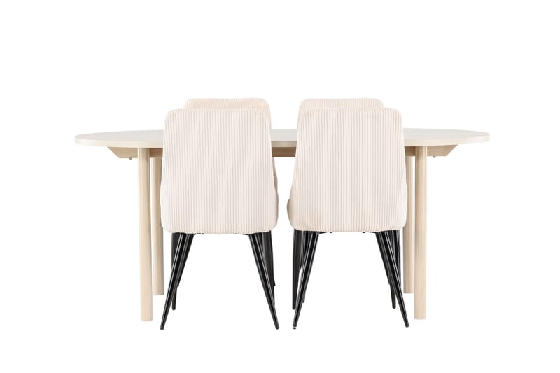 Andy Matgrupp 180 cm Oval med 4 Leone stolar - Whitewash/Beige - Möbler - Bord & matgrupp - Matgrupp