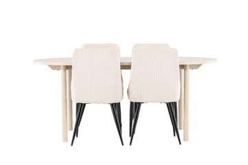 Andy Matgrupp 180 cm Oval med 4 Leone stolar - Whitewash/Beige - Möbler - Bord & matgrupp - Matgrupp