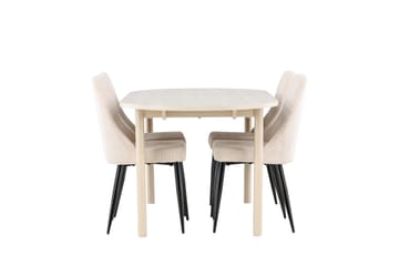 Andy Matgrupp 180 cm Oval med 4 Leone stolar - Whitewash/Beige - Möbler - Bord & matgrupp - Matgrupp