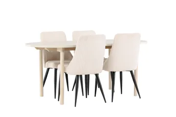 Andy Matgrupp 180 cm Oval med 4 Leone stolar - Whitewash/Beige - Möbler - Bord & matgrupp - Matgrupp