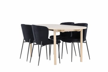 Andy Matgrupp 180 cm Oval med 4 Modesto stolar - Whitewash/Svart - Möbler - Bord & matgrupp - Matgrupp