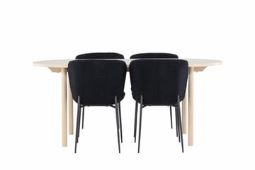 Andy Matgrupp 180 cm Oval med 4 Modesto stolar - Whitewash/Svart - Möbler - Bord & matgrupp - Matgrupp