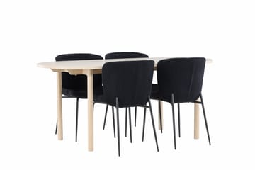 Andy Matgrupp 180 cm Oval med 4 Modesto stolar - Whitewash/Svart - Möbler - Bord & matgrupp - Matgrupp