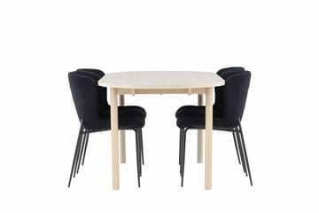 Andy Matgrupp 180 cm Oval med 4 Modesto stolar - Whitewash/Svart - Möbler - Bord & matgrupp - Matgrupp