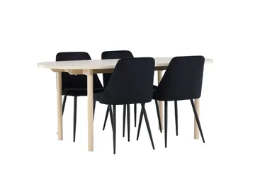 Andy Matgrupp 180 cm Oval med 4 Night stolar - Whitewash/Svart - Möbler - Bord & matgrupp - Matgrupp