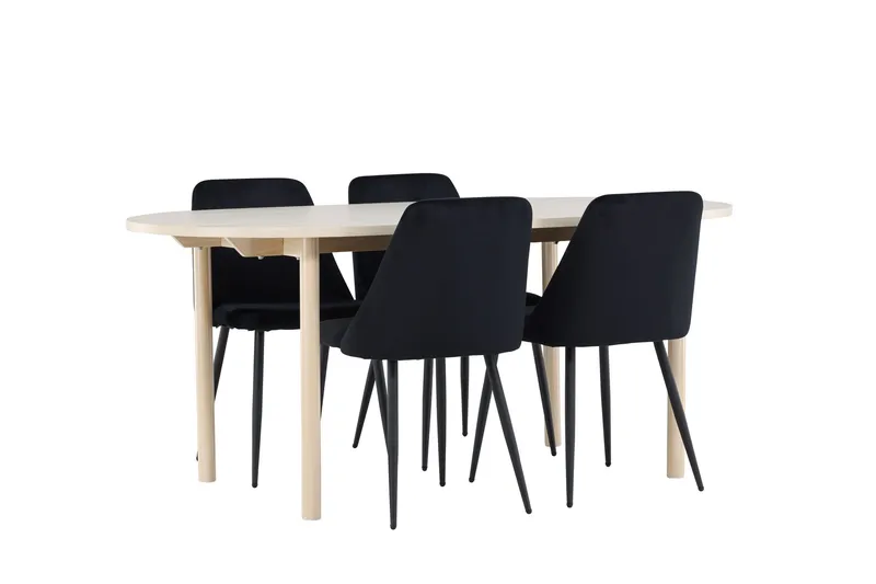 Andy Matgrupp 180 cm Oval med 4 Night stolar - Whitewash/Svart - Möbler - Bord & matgrupp - Matgrupp