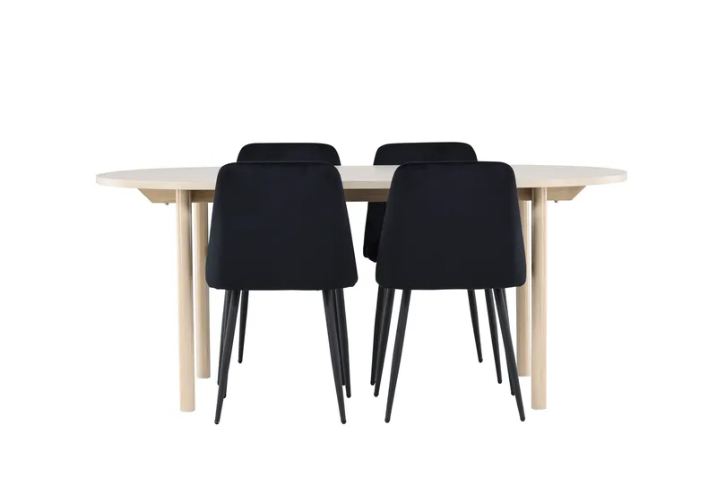 Andy Matgrupp 180 cm Oval med 4 Night stolar - Whitewash/Svart - Möbler - Bord & matgrupp - Matgrupp