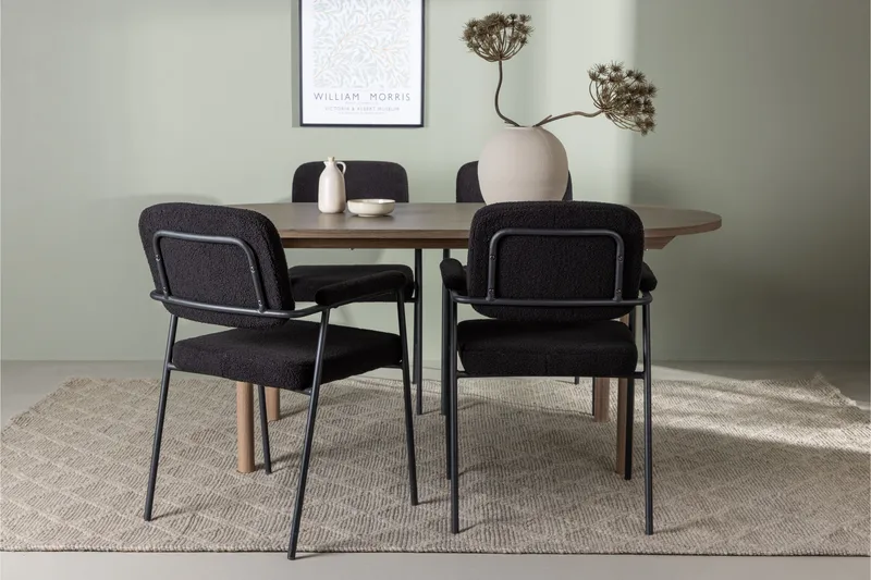 Andy Matgrupp 180 cm Oval med 4 Yesterday stolar - Svart - Möbler - Bord & matgrupp - Matgrupp