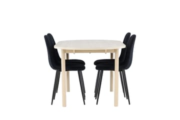 Andy Matgrupp 180 cm Oval med 4 Polar stolar - Whitewash/Svart - Möbler - Bord & matgrupp - Matgrupp