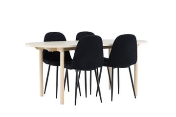 Andy Matgrupp 180 cm Oval med 4 Polar stolar - Whitewash/Svart - Möbler - Bord & matgrupp - Matgrupp