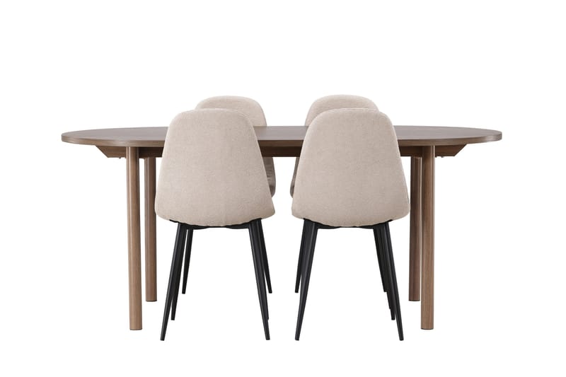 Andy Matgrupp 180 cm Oval med 4 Polar stolar, Beige