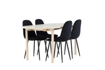 Andy Matgrupp 180 cm Oval med 4 Polar stolar - Whitewash/Svart - Möbler - Bord & matgrupp - Matgrupp