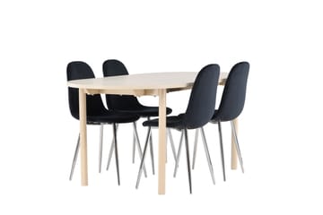 Andy Matgrupp 180 cm Oval med 4 Polar stolar - Whitewash/Svart - Möbler - Bord & matgrupp - Matgrupp