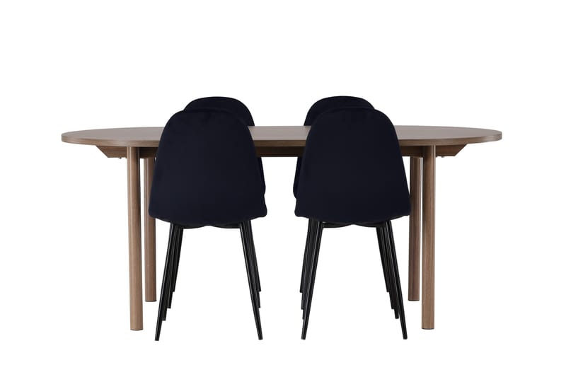 Andy Matgrupp 180 cm Oval med 4 Polar stolar, Svart