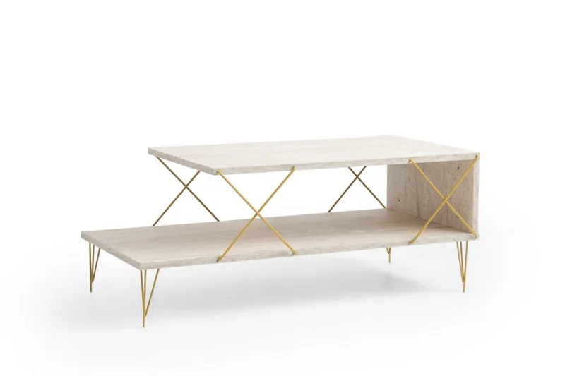 Artenay Soffbord 100 cm - Guld/Marmor - Möbler - Bord & matgrupp - Soffbord