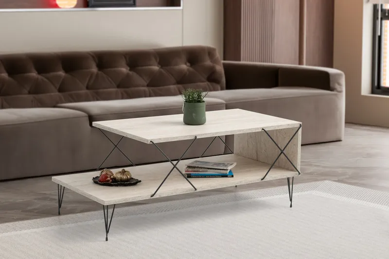 Artenay Soffbord 100 cm - Svart/Marmor - Möbler - Bord & matgrupp - Soffbord