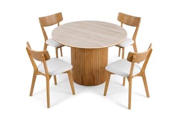 Arvo Matgrupp runt 120 cm Ek med 4 Amelia Matstolar med Dyna - Ek - Möbler - Bord & matgrupp - Matgrupp