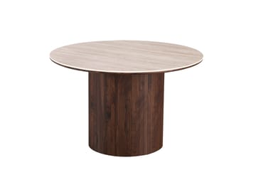 Arvo Matgrupp runt 120 cm Valnöt med 4 Amelia Matstolar med Dyna - Valnöt - Möbler - Bord & matgrupp - Matgrupp
