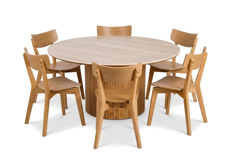 Arvo Matgrupp runt 150 cm Ek med 6 Amelia Matstolar - Ek - Möbler - Bord & matgrupp - Matgrupp