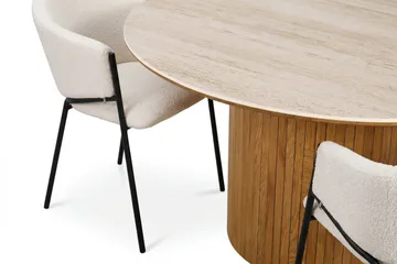 Arvo Matgrupp runt 150 cm Ek med 6 Filip Matstolar - Ek/Vit - Möbler - Bord & matgrupp - Matgrupp