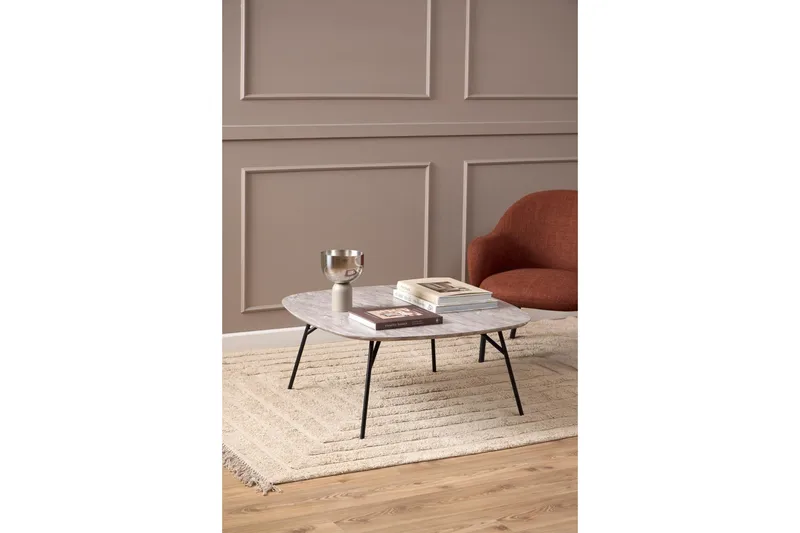 Arwina Kvadratiskt Soffbord 90 cm i Marmor med Metallben - Grå - Möbler - Bord & matgrupp - Soffbord