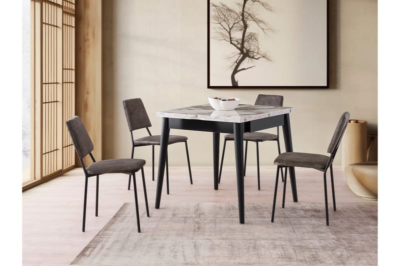 Asillo Matbord 80 cm Kvadratisk - Vit marmor - Möbler - Bord & matgrupp - Matbord & köksbord