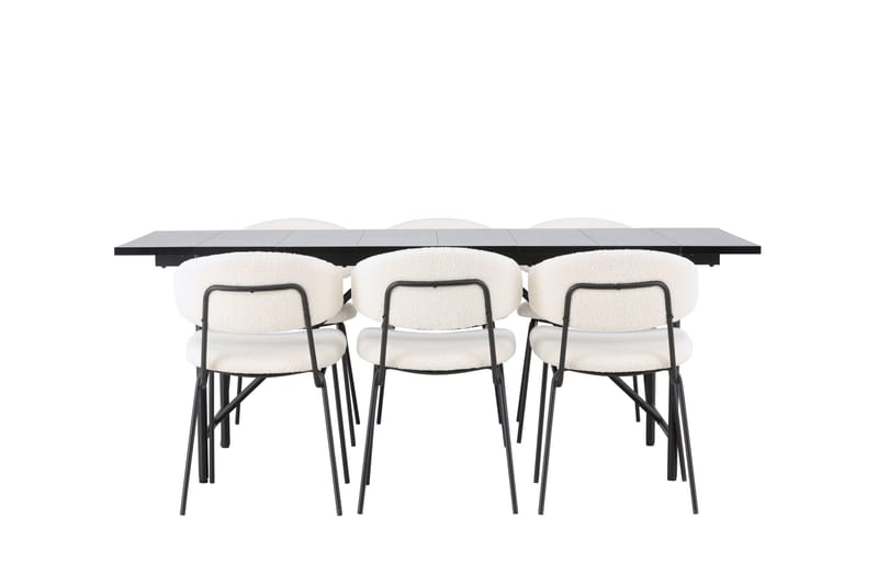 Astrid Matgrupp 200 cm Rektangulär med 6 Chico Stolar, Svart
