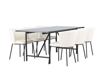 Astrid Matgrupp 200 cm Rektangulär med 6 Edina Stolar - Svart - Möbler - Bord & matgrupp - Matgrupp