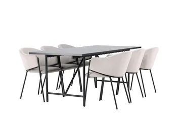 Astrid Matgrupp 200 cm Rektangulär med 6 Evelina stolar - Svart - Möbler - Bord & matgrupp - Matgrupp