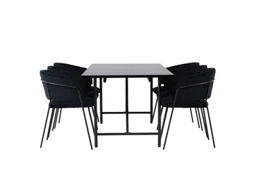 Astrid Matgrupp 200 cm Rektangulär med 6 Selma Stolar - Svart - Möbler - Bord & matgrupp - Matgrupp