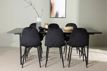 Astrid Matgrupp 200 cm Rektangulär med 6 Polar stolar - Svart - Möbler - Bord & matgrupp - Matgrupp