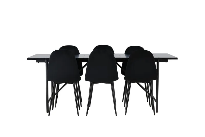 Astrid Matgrupp 200 cm Rektangulär med 6 Polar stolar, Svart