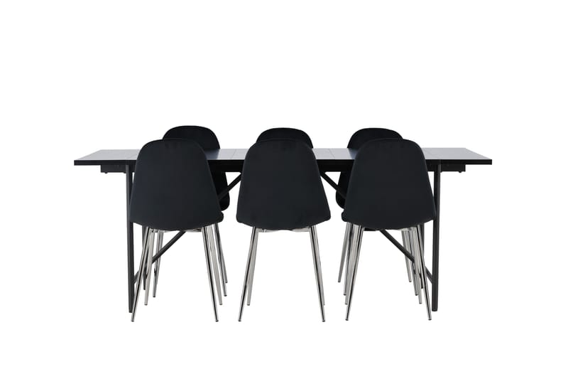 Astrid Matgrupp 200 cm Rektangulär med 6 Polar stolar, Svart
