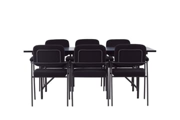 Astrid Stort Rektangulärt Matbord 200 cm med Valnöts- och Metallutseende - Svart - Möbler - Bord & matgrupp - Matbord & köksbord