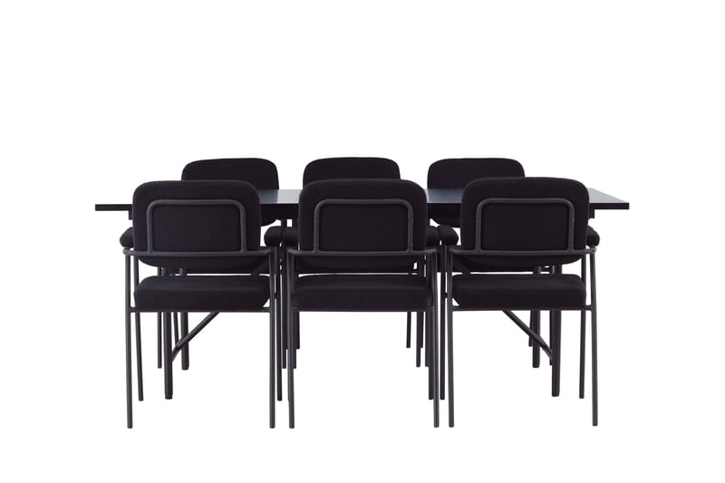 Astrid Stort Rektangulärt Matbord 200 cm med Valnöts- och Metallutseende - Svart - Möbler - Bord & matgrupp - Matbord & köksbord