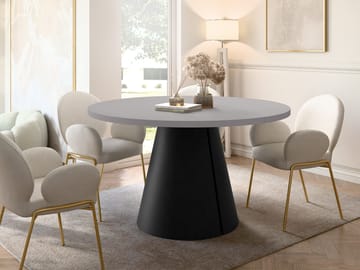 Aurion Förlängningsbart Runt Matbord 120-196 cm i Målad MDF - Grå / Svart - Möbler - Bord & matgrupp - Matbord & köksbord