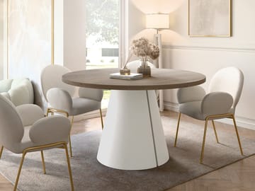 Aurion Matbord rund förlängningsbart 100-174 cm - beige, ljusbrun - Möbler - Bord & matgrupp - Matbord & köksbord