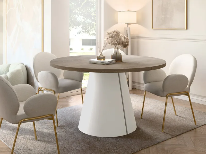 Aurion Matbord rund förlängningsbart 100-174 cm - beige, ljusbrun - Möbler - Bord & matgrupp - Matbord & köksbord