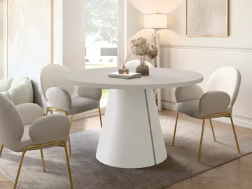 Aurion Matbord rund förlängningsbart 100-174 cm - beige - Möbler - Bord & matgrupp - Matbord & köksbord