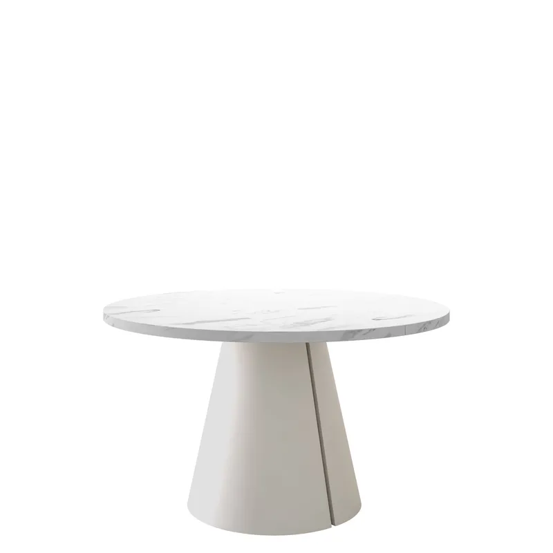 Aurion Matbord rund förlängningsbart 120-196 cm - beige, vit - Möbler - Bord & matgrupp - Matbord & köksbord