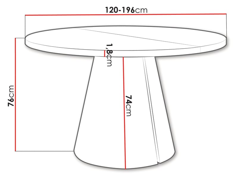 Aurion Matbord rund förlängningsbart 120-196 cm - beige, vit - Möbler - Bord & matgrupp - Matbord & köksbord
