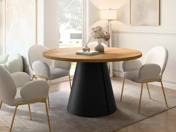 Aurion Matbord rund förlängningsbart 120-196 cm - svart, natur - Möbler - Bord & matgrupp - Matbord & köksbord