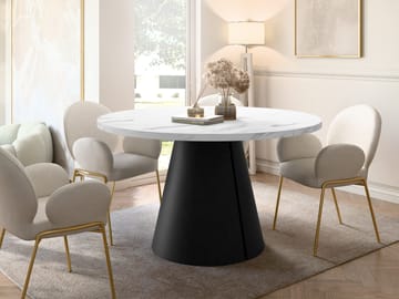 Aurion Matbord rund förlängningsbart 120-196 cm - svart, vit marmor - Möbler - Bord & matgrupp - Matbord & köksbord