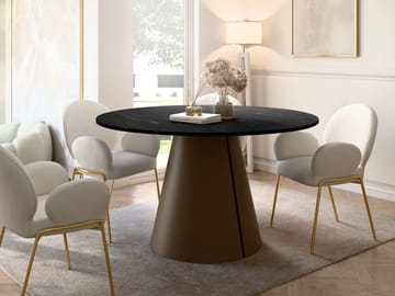 Aurion Matbord Rund Förlängningsbart 120-196 cm - svart marmor och koppar - Möbler - Bord & matgrupp - Marmorbord