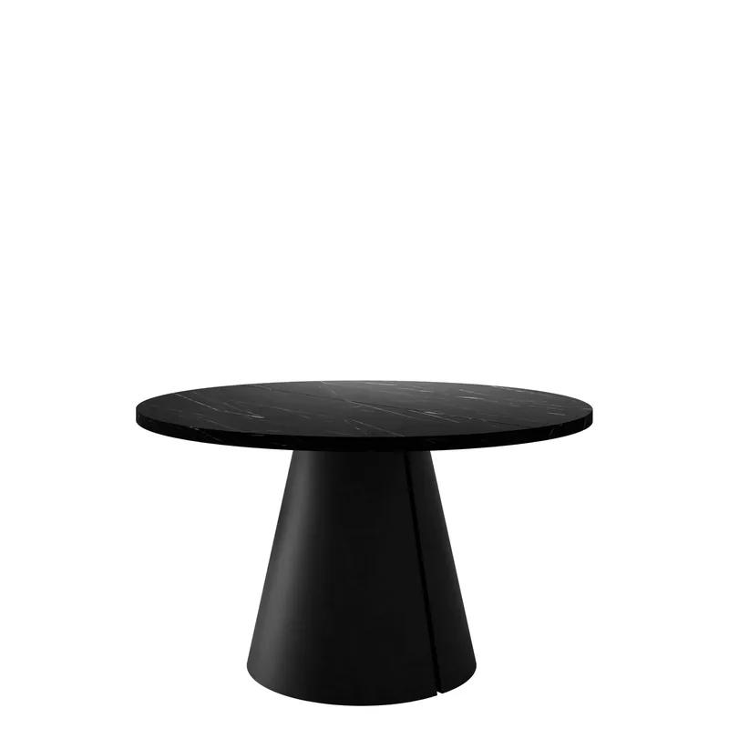 Aurion Matbord rund förlängningsbart 120-196 cm, svart / svart marmor